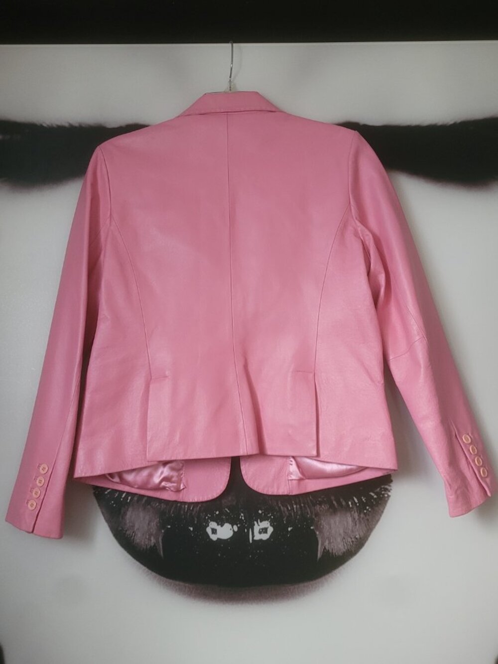 Pink leather structured blazer - Picture 5 of 5